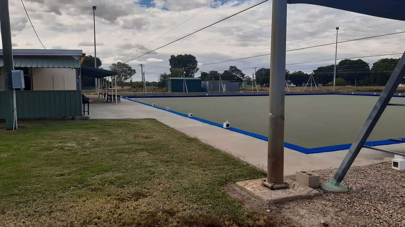 A lawn bowls green and clubhouse in Hughenden, Queensland