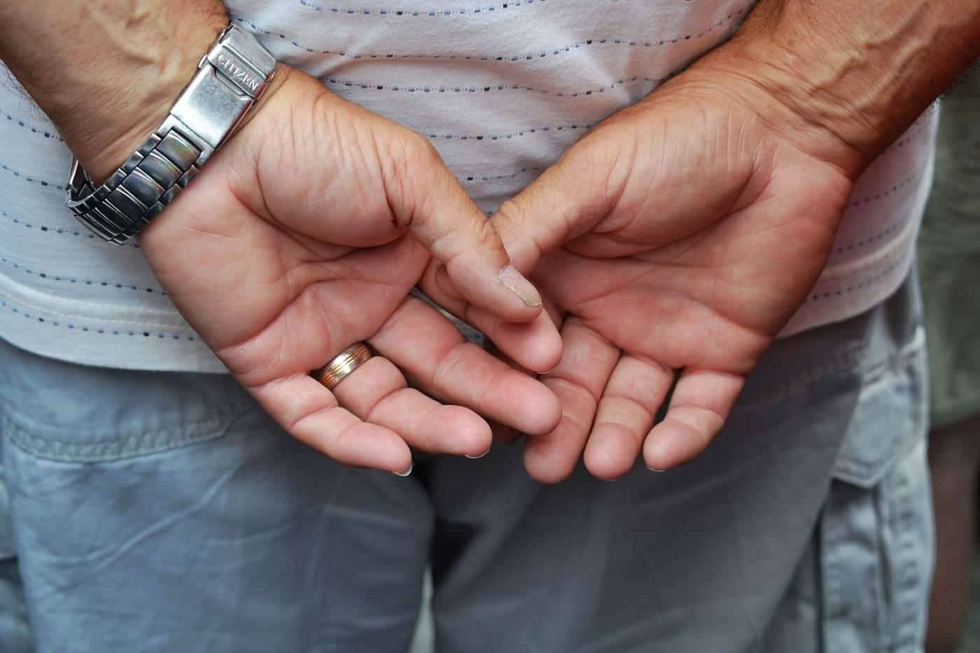 Close-up of an older man's hands