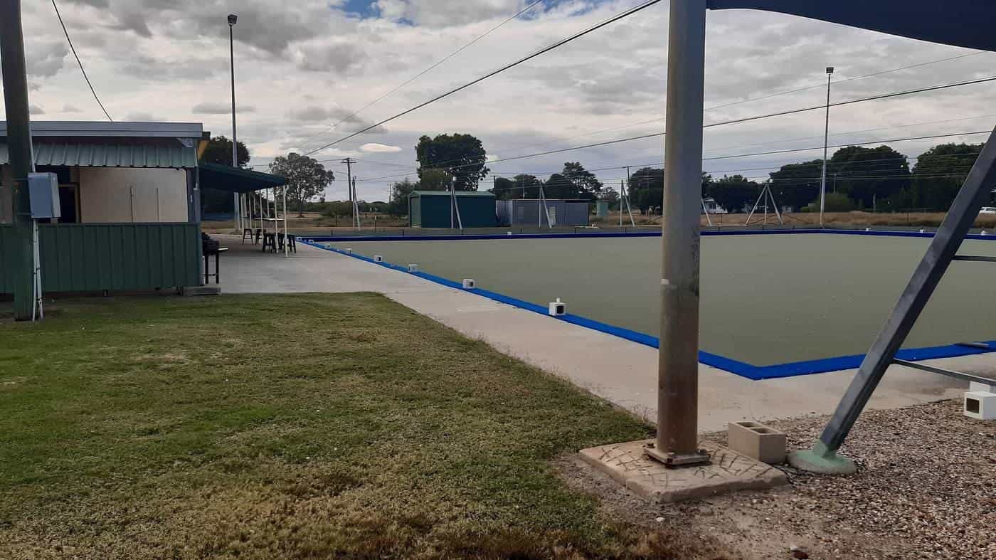 A lawn bowls green and clubhouse in Hughenden, Queensland