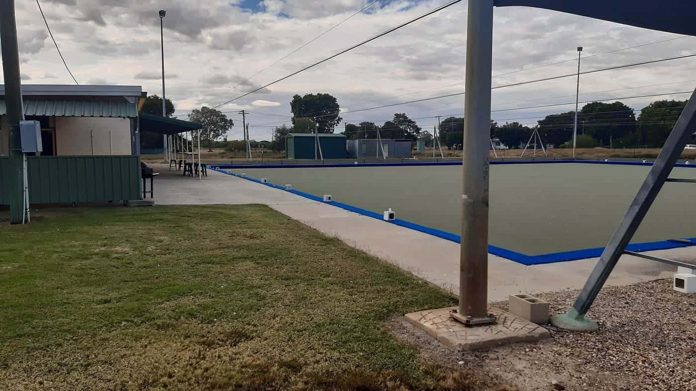 A lawn bowls green and clubhouse in Hughenden, Queensland